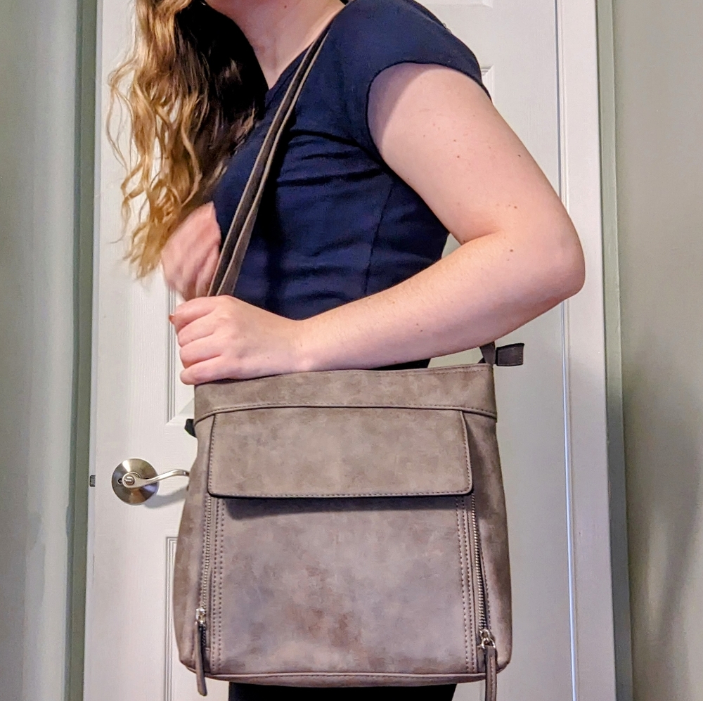 Denver Hayes Charcoal Grey Crossbody with Silver Hardware